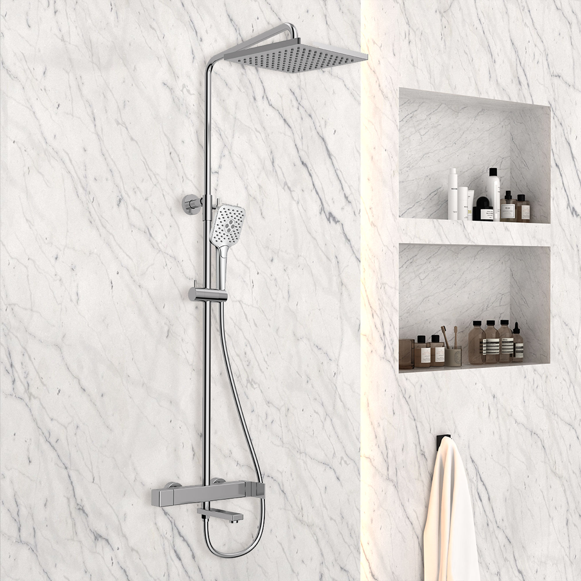 Душевая система Cube с изливом, хром VSFS-1C1CH Vincea