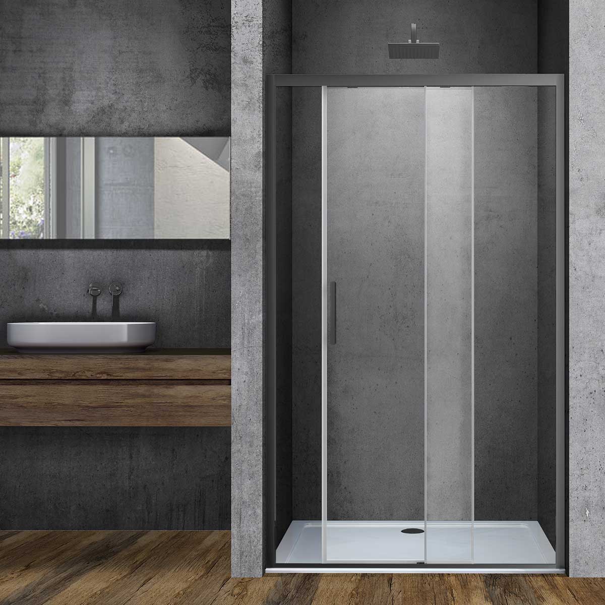 Душевая дверь Soft 120, вороненая сталь, стекло прозрачное VDS-3SO120CLGM Vincea