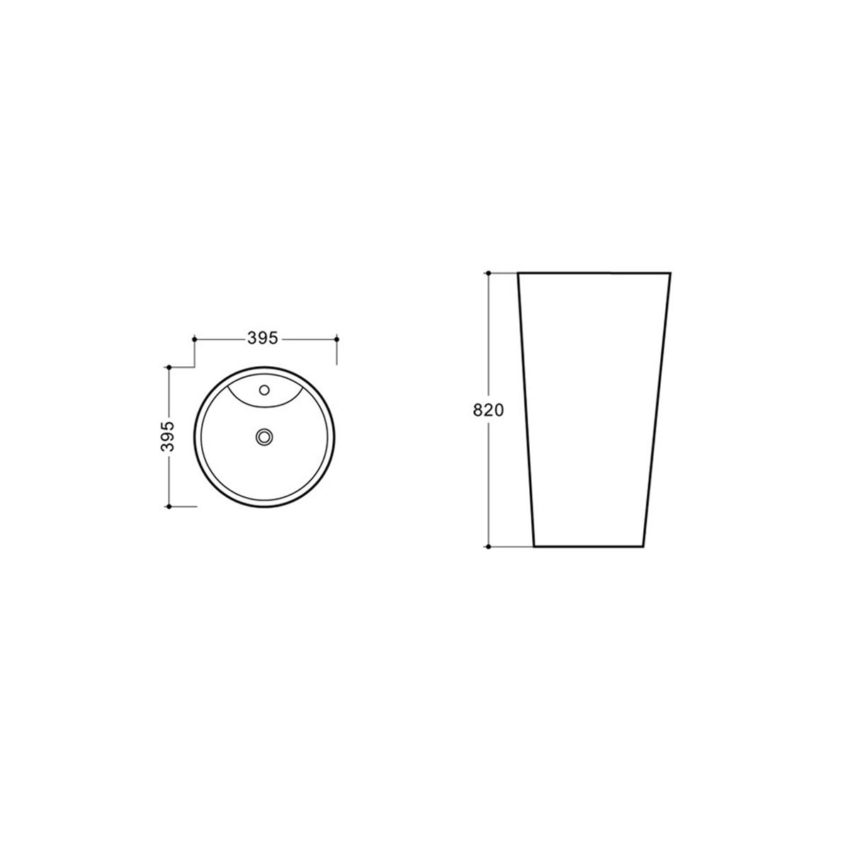 Раковина керамическая 39.5х39.5х82, напольная белый VBS-2P201 Vincea