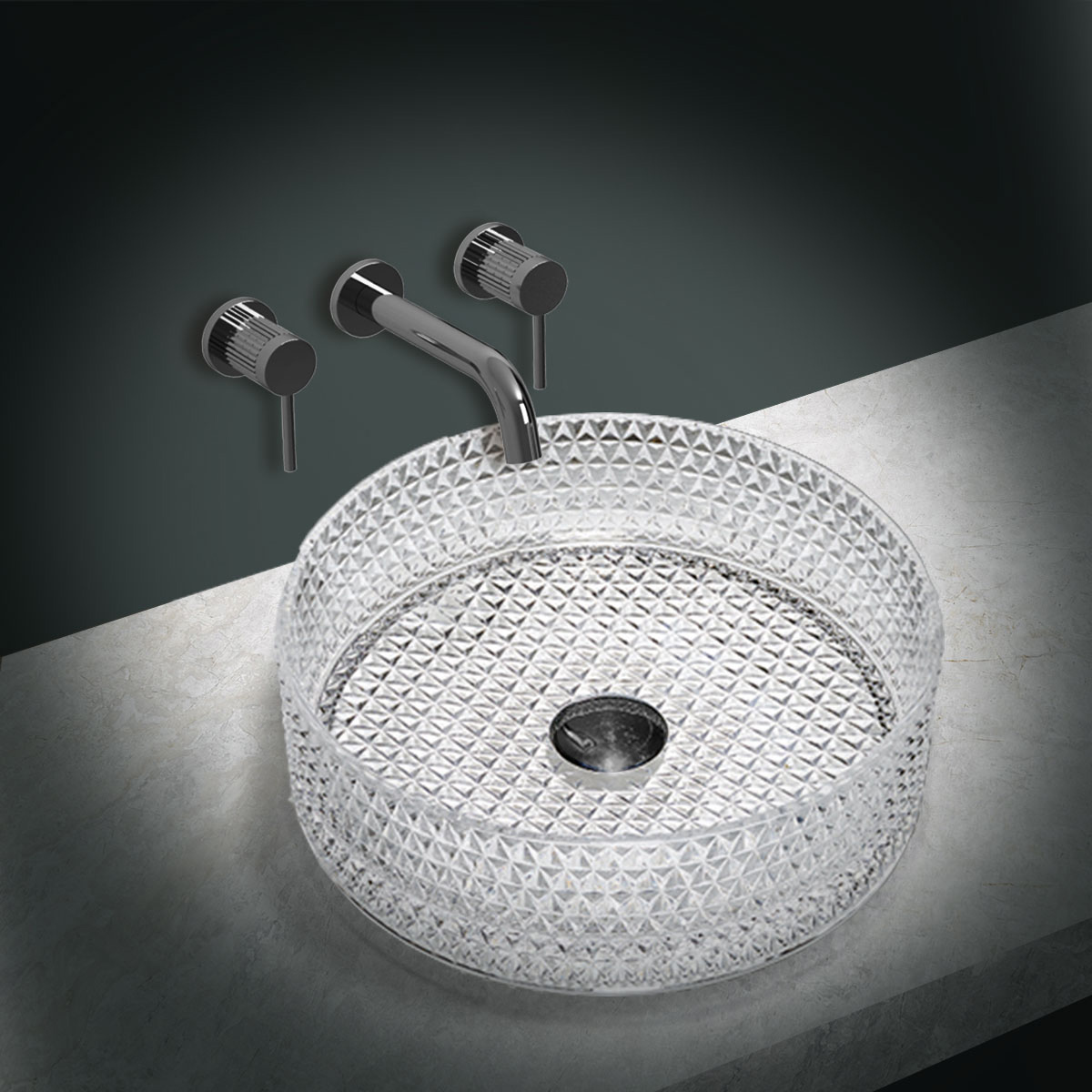 Раковина стеклянная 40х40х12.5, накладная прозрачный VBS-5GL01 Vincea