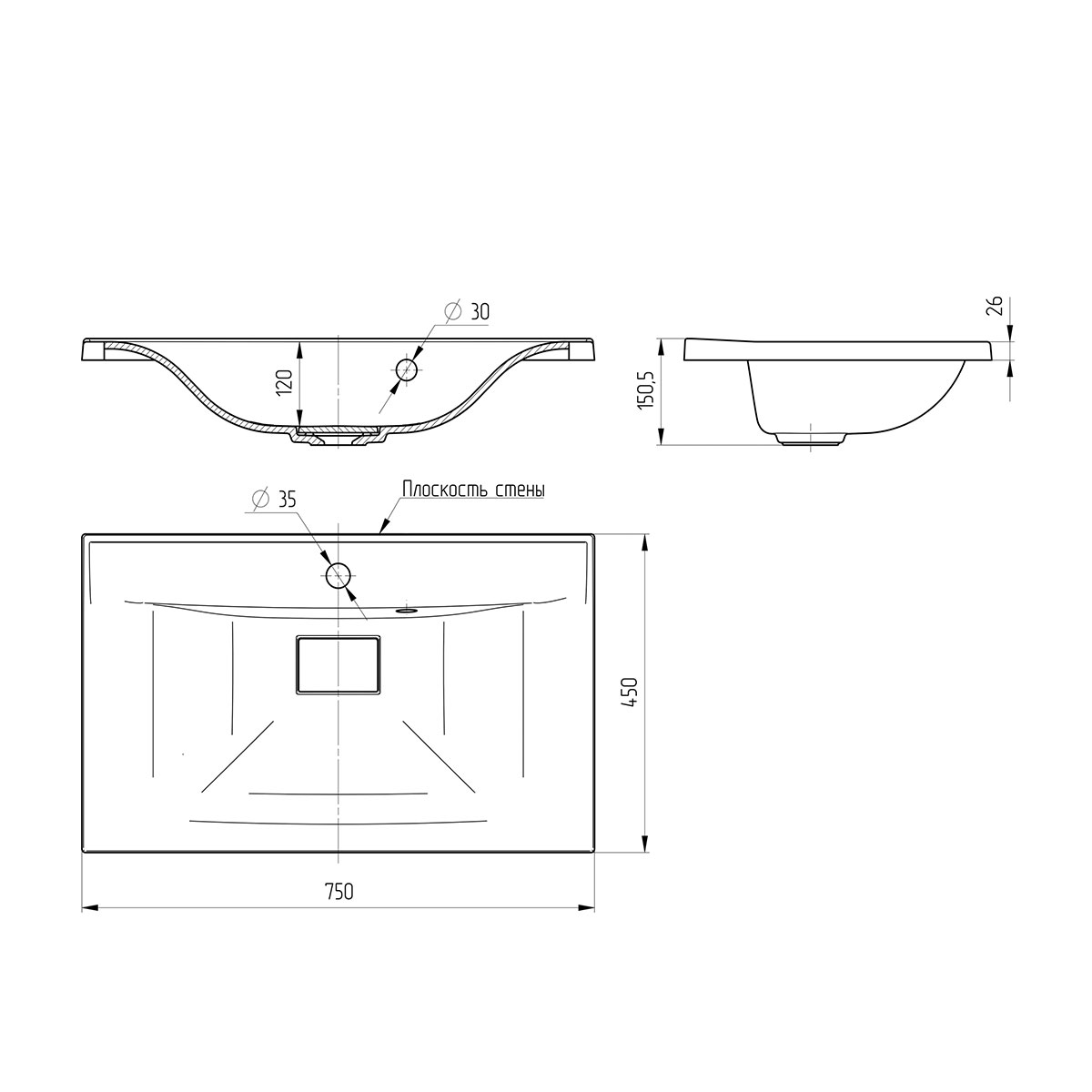 Раковина из кварцевого камня серый VCB-3M750G Vincea