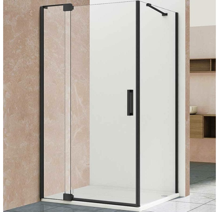 Душевой уголок Extra 100/110х80, черный, стекло прозрачное VSR-1E101180CLB Vincea