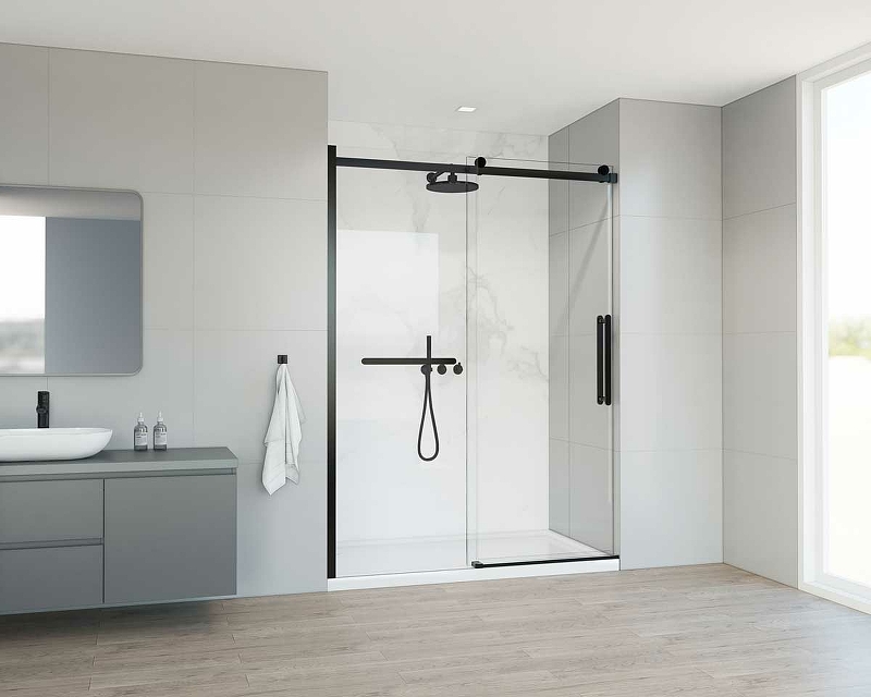 Душевая дверь Como Soft 150, черный, стекло прозрачное VDS-1CS150CLB Vincea