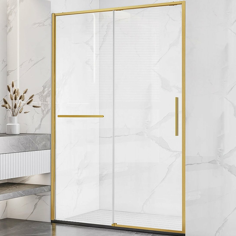 Душевая дверь Slim Soft 120, брашированное золото, стекло прозрачное VDS-1SS120CLG Vincea