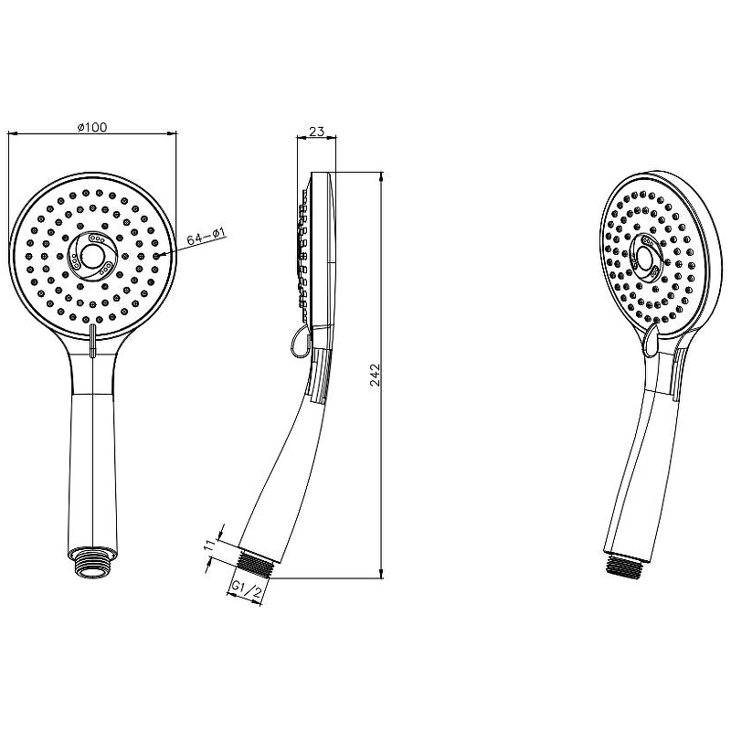Душевая лейка 3jet AQ2003MB Aquatek