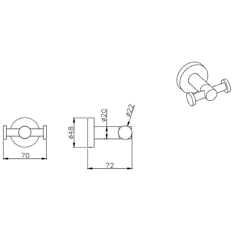 Крючок двойной Вега AQ4002MB Aquatek