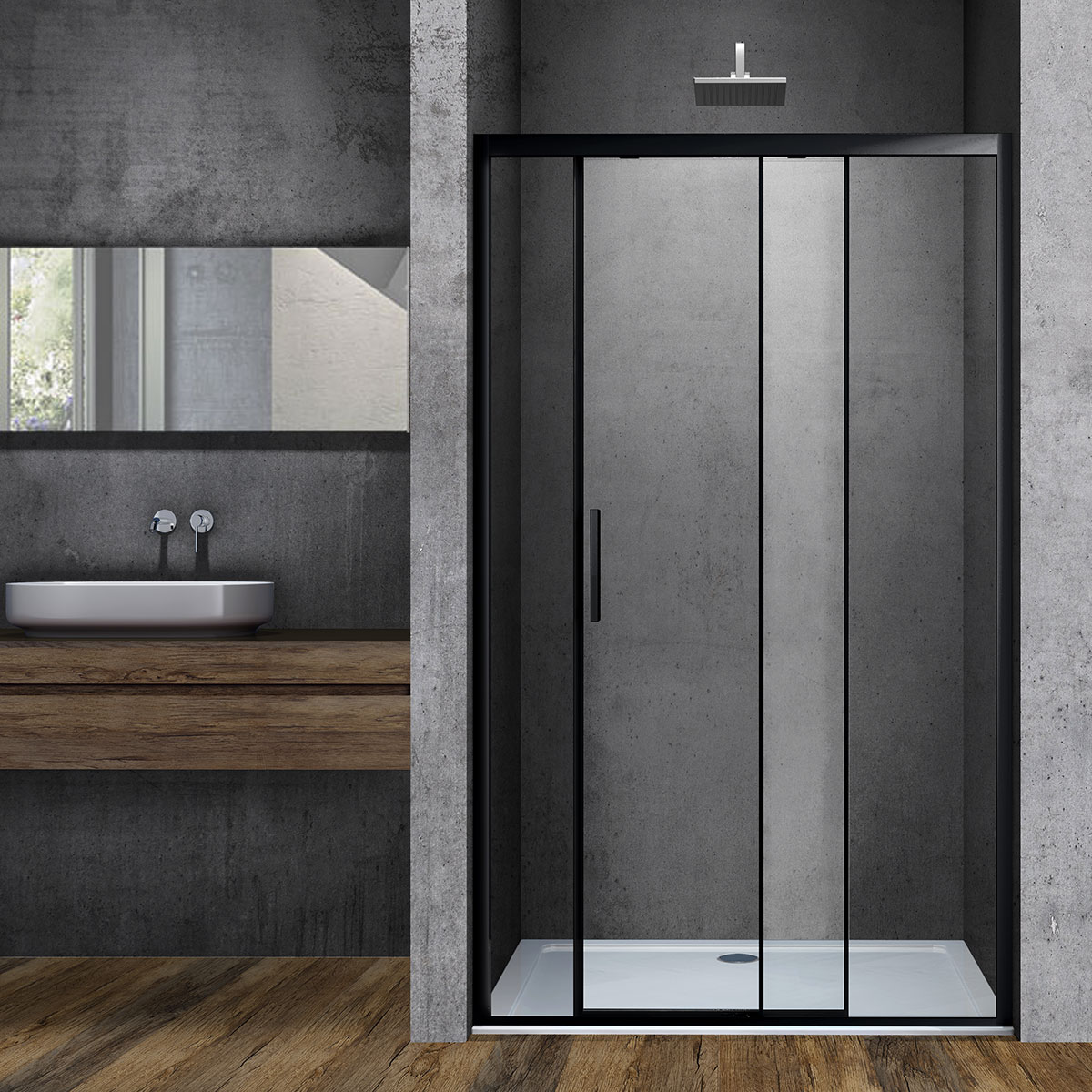 Душевая дверь Soft 140, черный, стекло прозрачное VDS-3SO140CLB Vincea