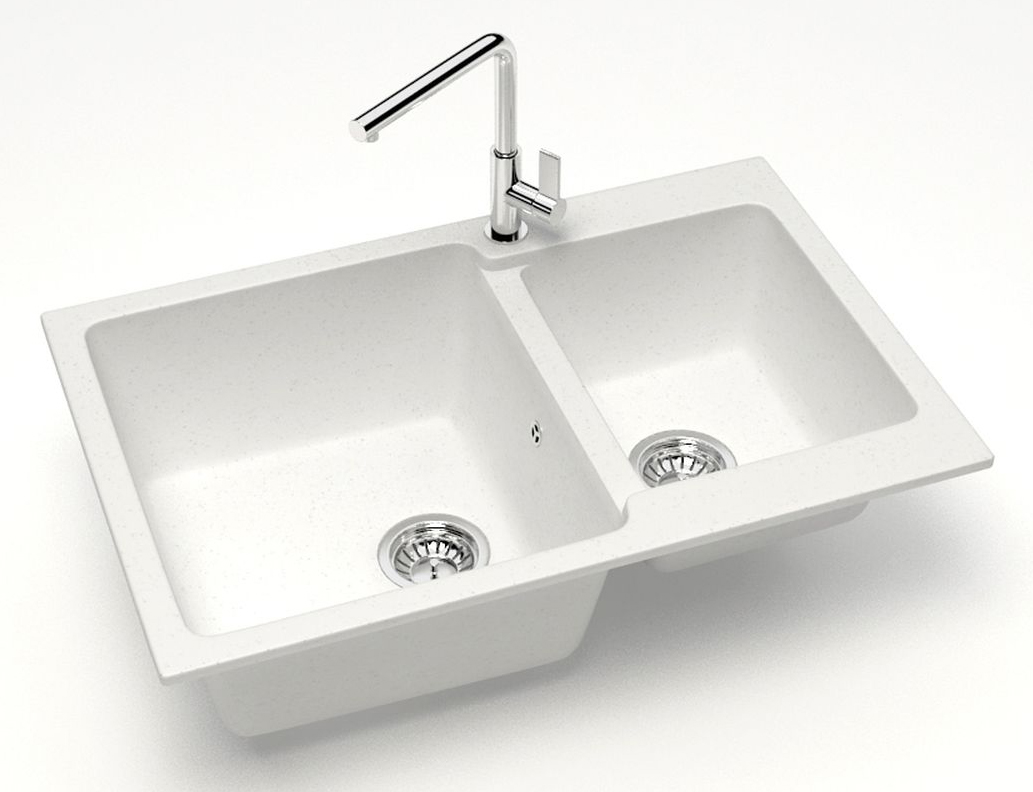 Кухонная мойка Grand 765х500х190 Белая сифон + герметик CS00079900 Azario