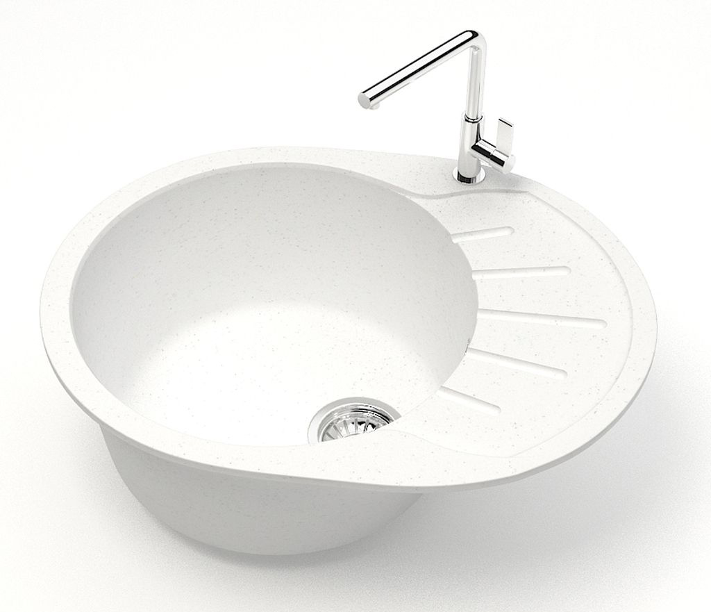 Кухонная мойка Light 575х440х215 Белая сифон + герметик CS00079917 Azario