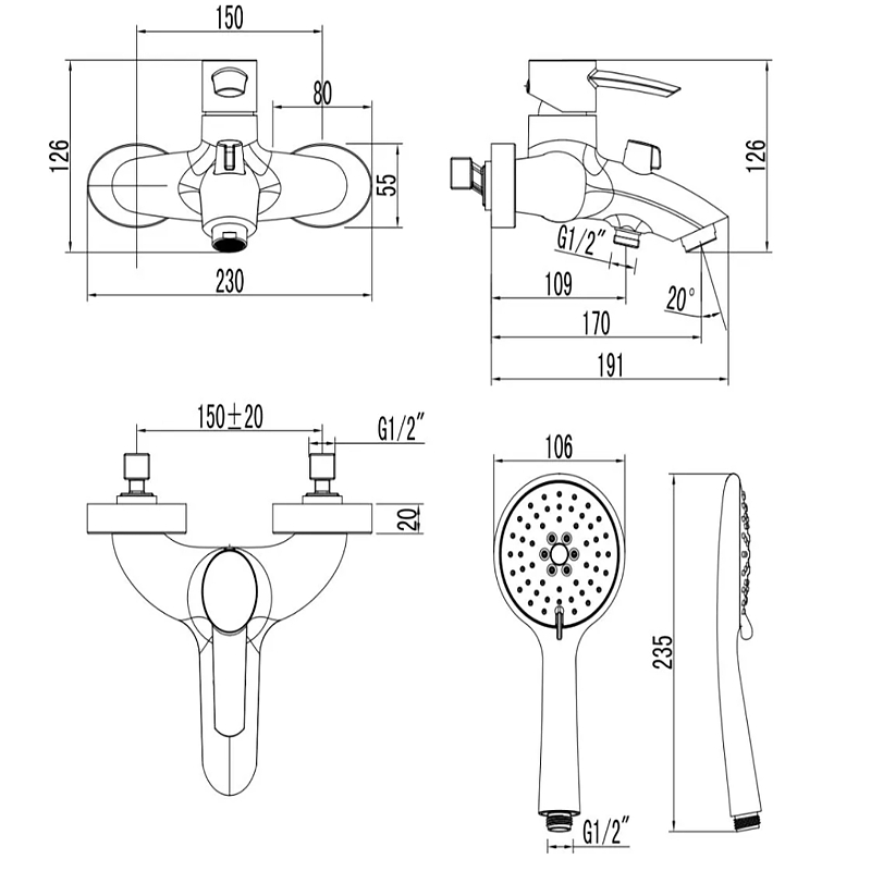 Смеситель для ванны Atlantiss LM3254C Lemark