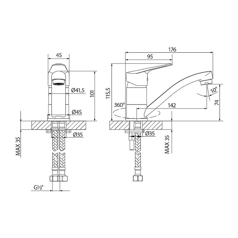 Смеситель для раковины PARTNER LM6507C Lemark