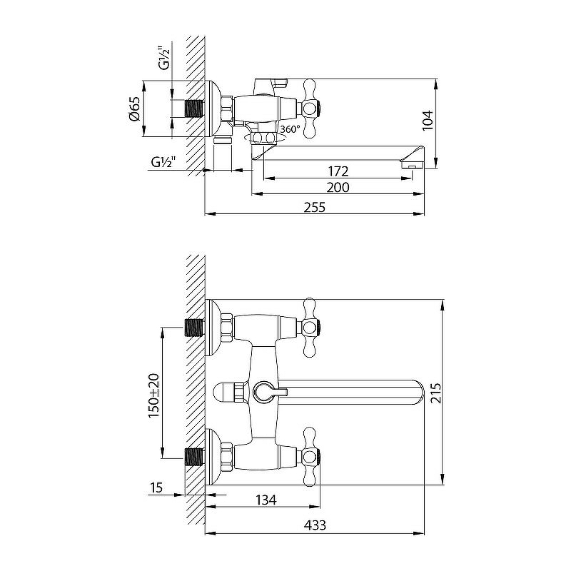 Смеситель для ванны Standard LM2113C Lemark