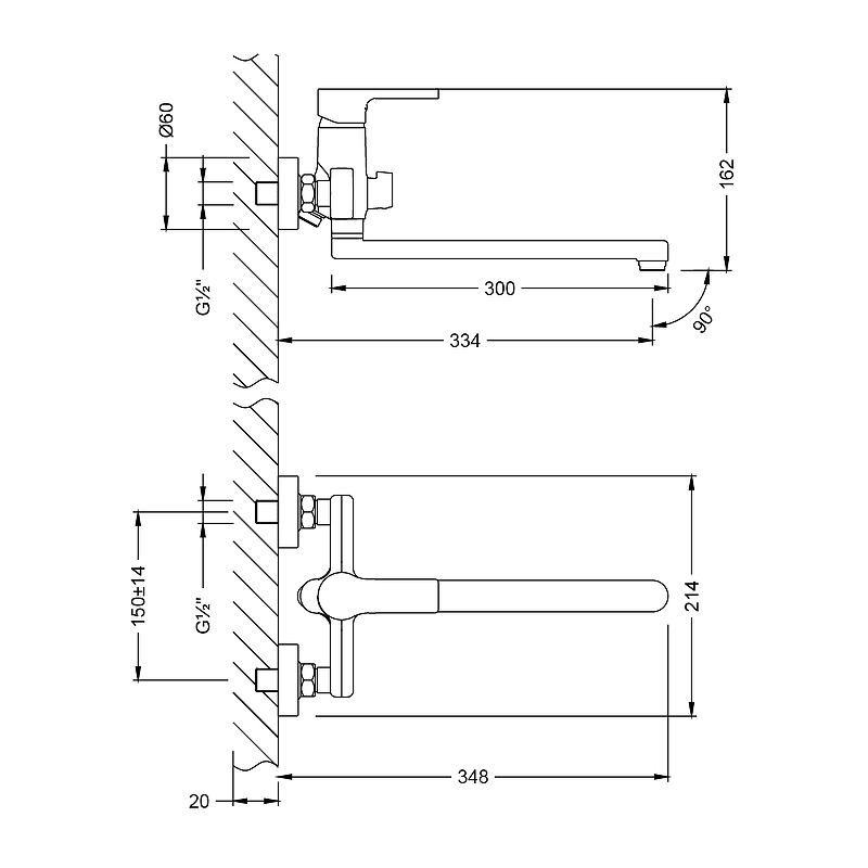 Смеситель для ванны Aura LM0651CH Lemark