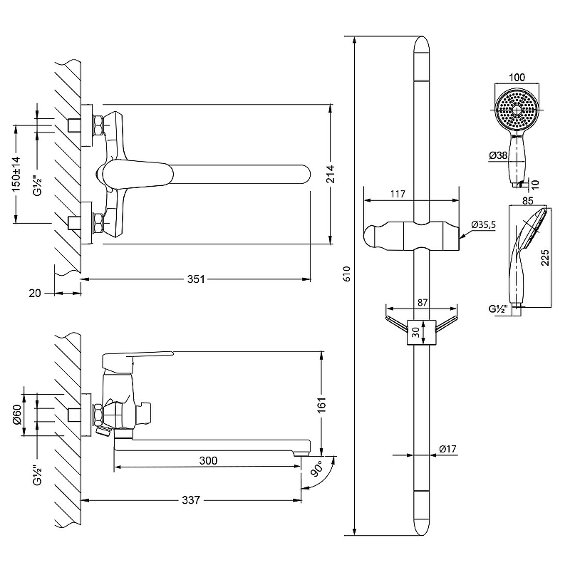 Смеситель для ванны Point LM0379C Lemark