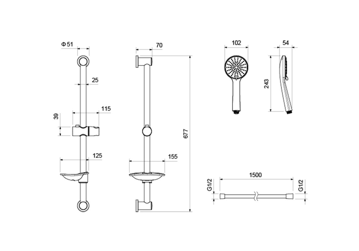 Душевой гарнитур Бетта AQ2013CR Aquatek