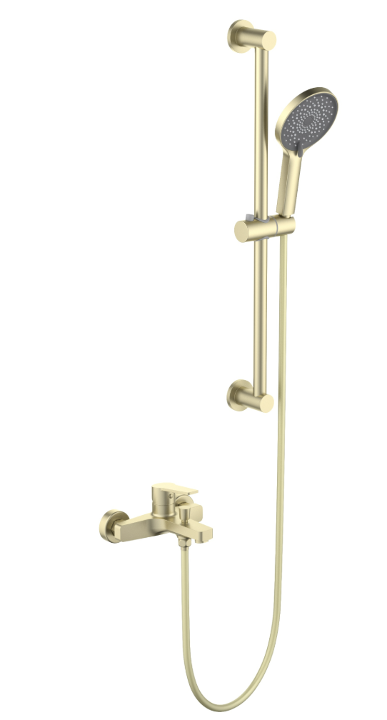 Смеситель для ванны с душевым гарнитуром Лугано AQ1748BG шлифованное золото Aquatek
