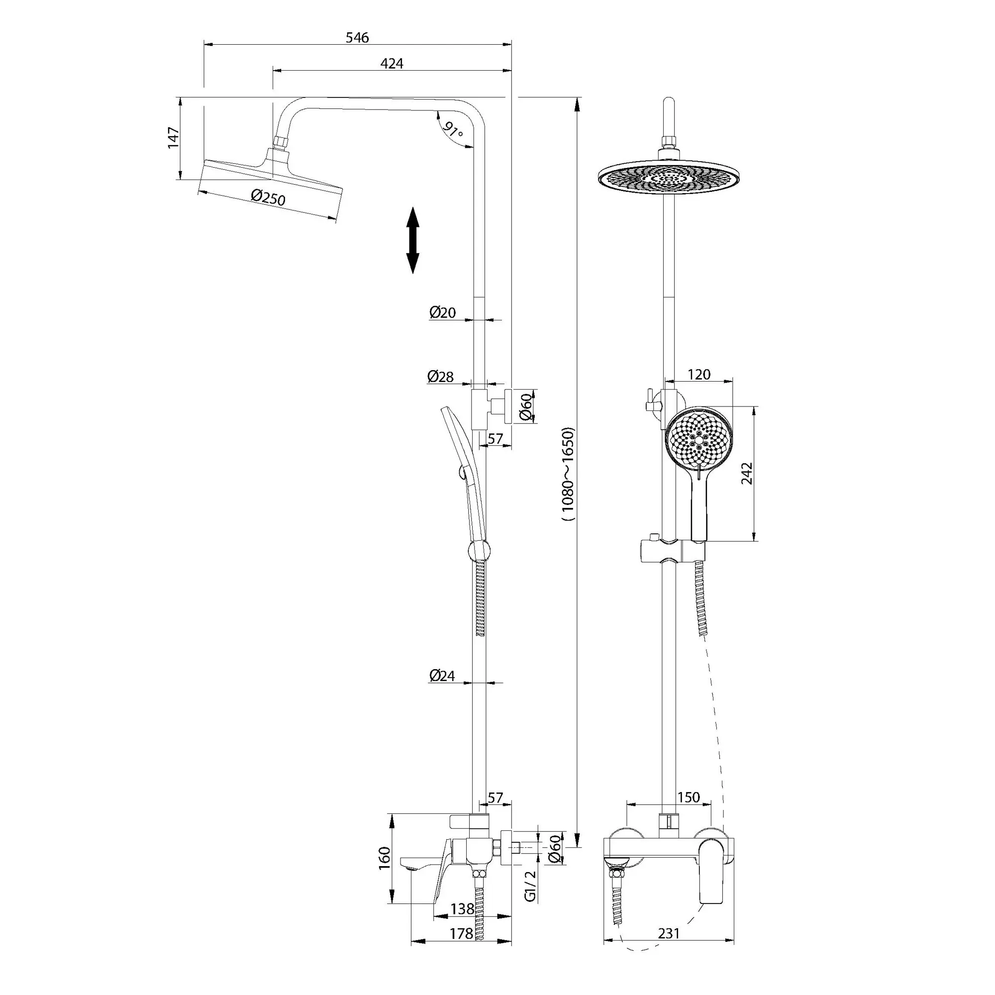 Душевая система Galaxy 500.K35.01.420 Grossman