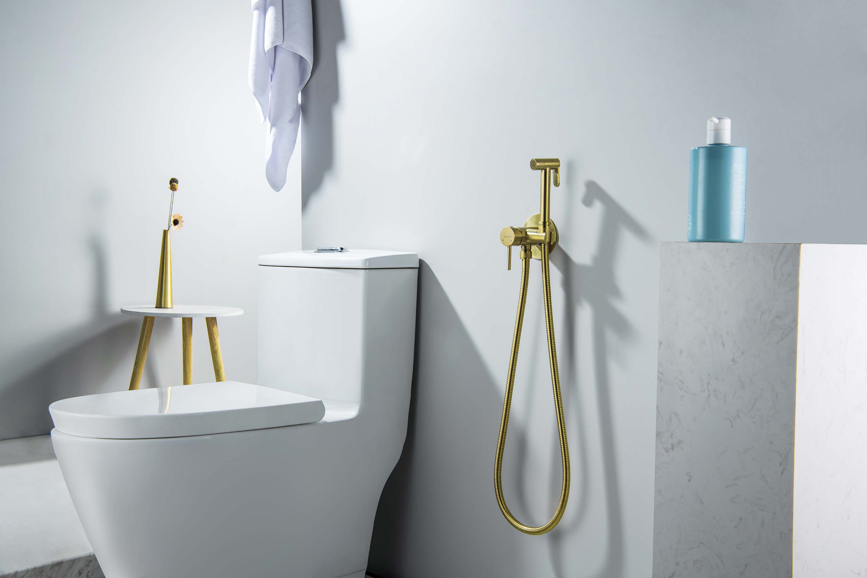 Встраиваемый гигниенический комплект Европа AQ1021BG шлифованное золото Aquatek