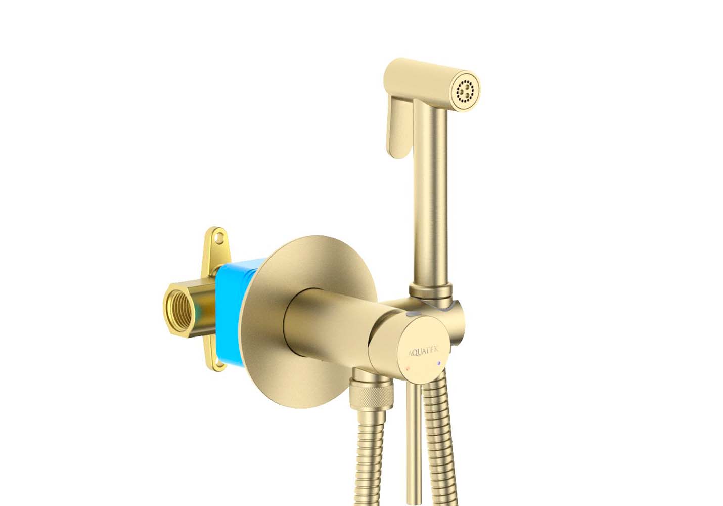 Встраиваемый гигниенический комплект Европа AQ1021BG шлифованное золото Aquatek