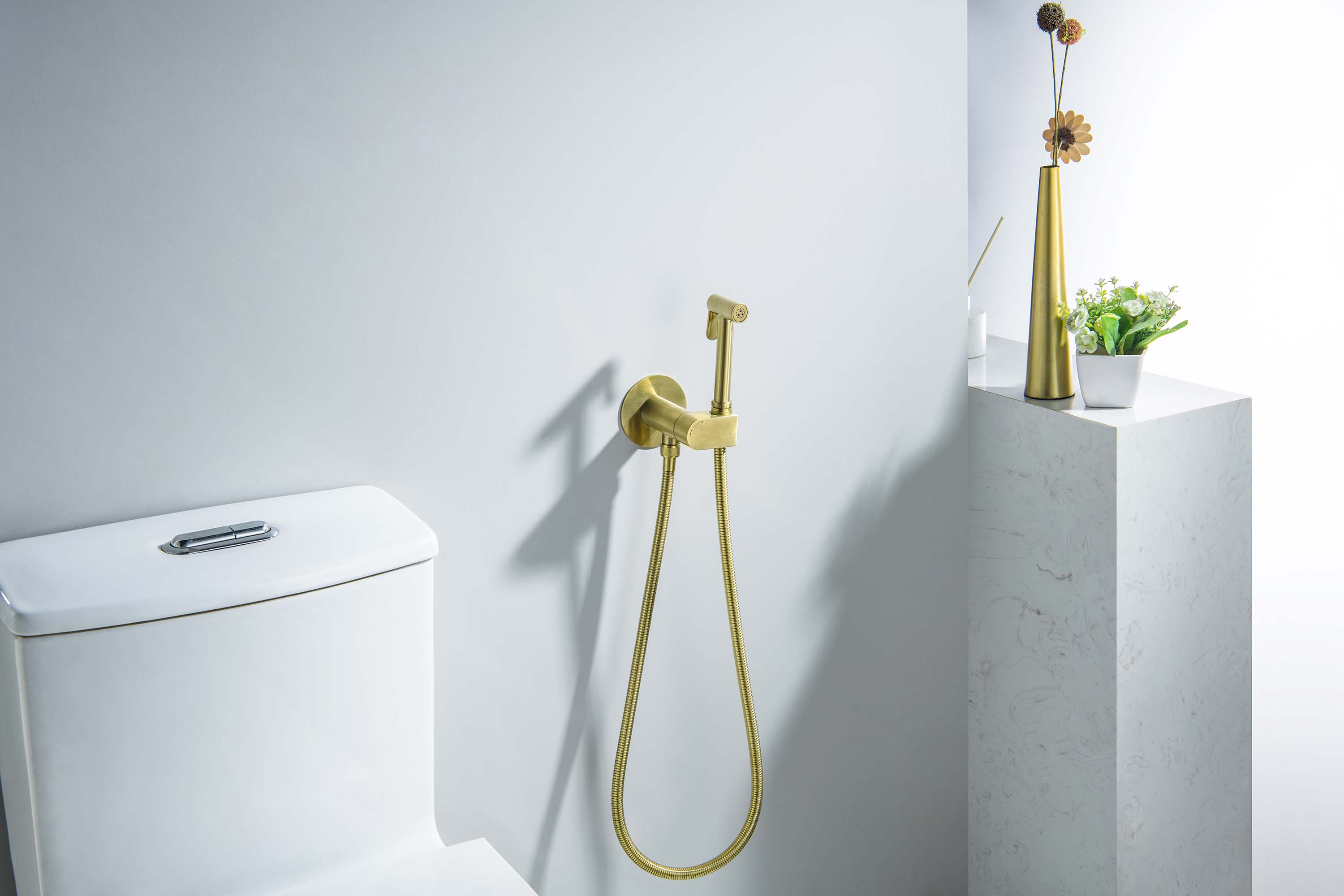 Встраиваемый гигиенический комплект Оберон AQ1024BG шлифованное золото Aquatek