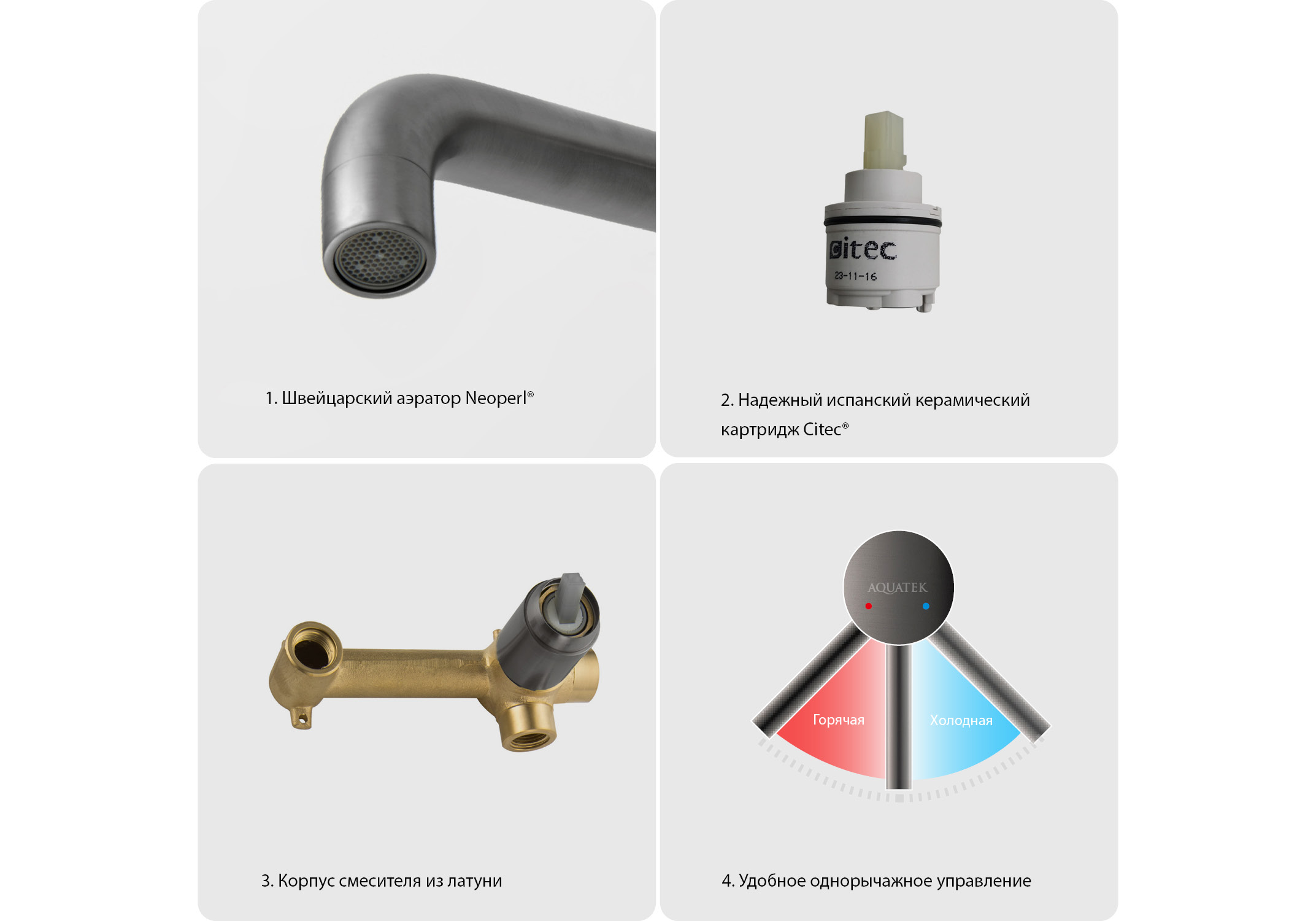 Смеситель для раковины Европа AQ1313BGM оружейная сталь Aquatek