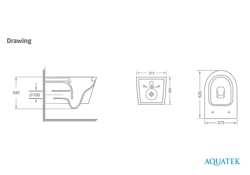Унитаз подвесной безободковый Сириус AQ1582T-00 с сиденьем микролифт Aquatek