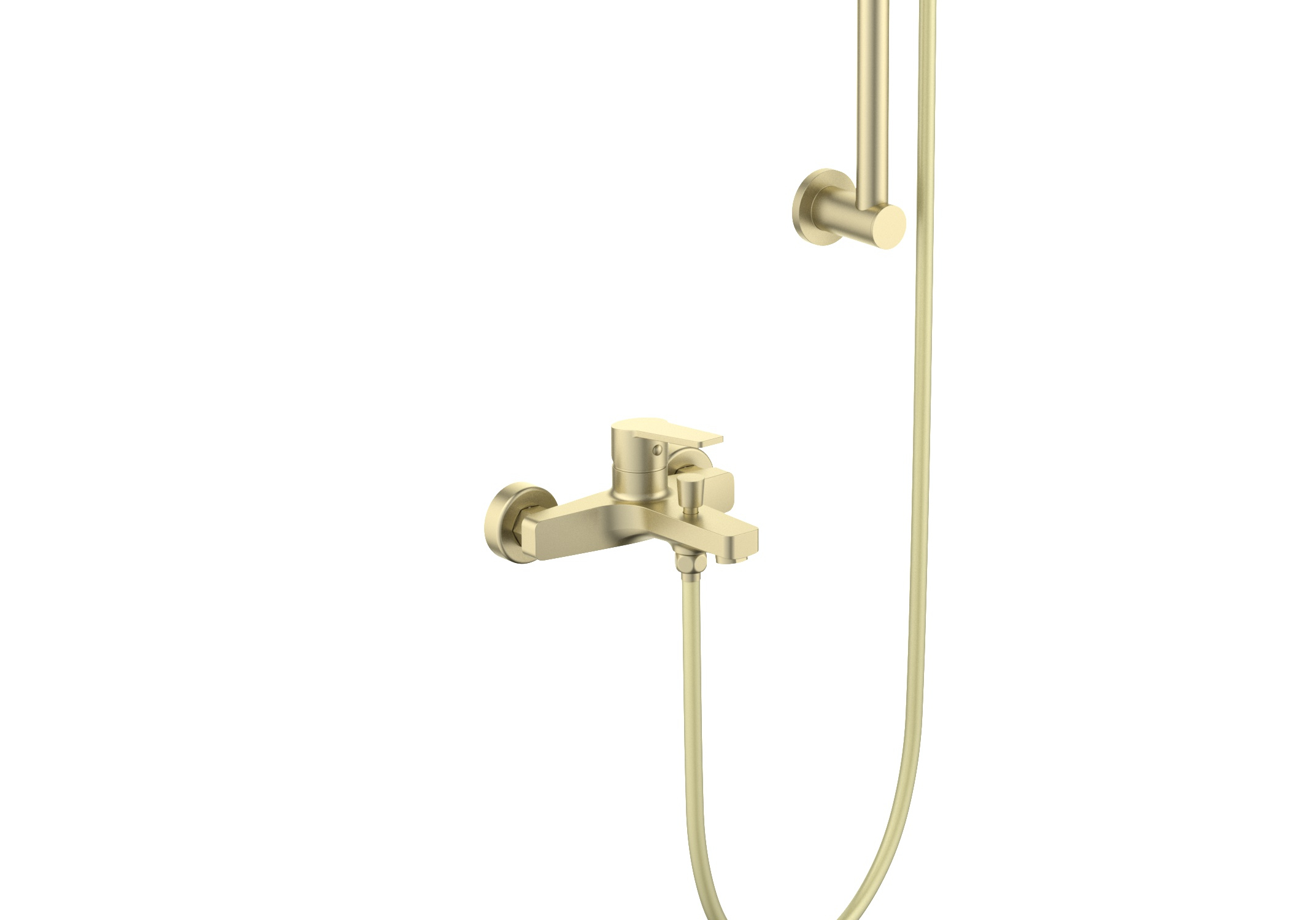 Смеситель для ванны с душевым гарнитуром Лугано AQ1748BG шлифованное золото Aquatek