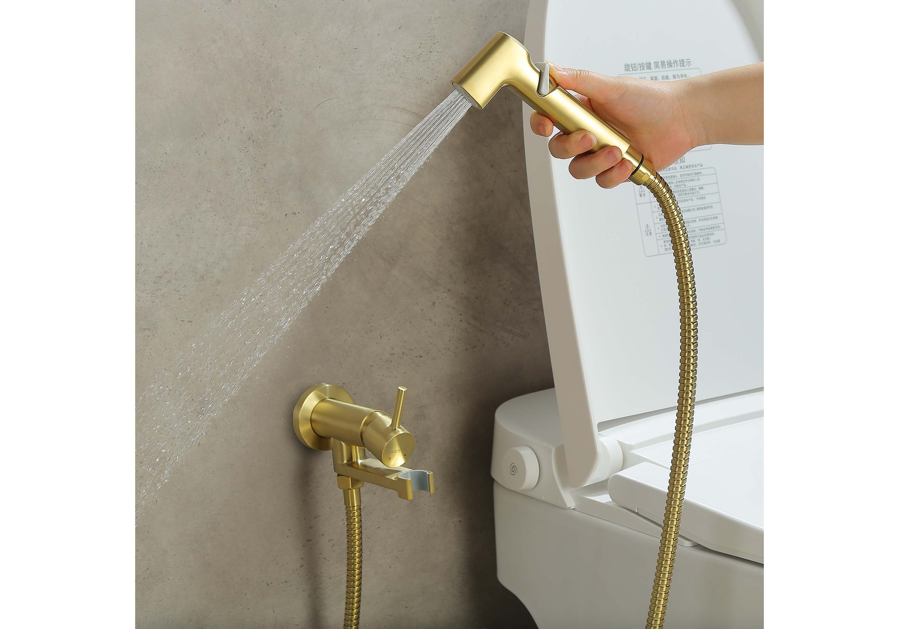 Встраиваемый гигиенический комплект Ника AQ1819BG шлифованное золото Aquatek