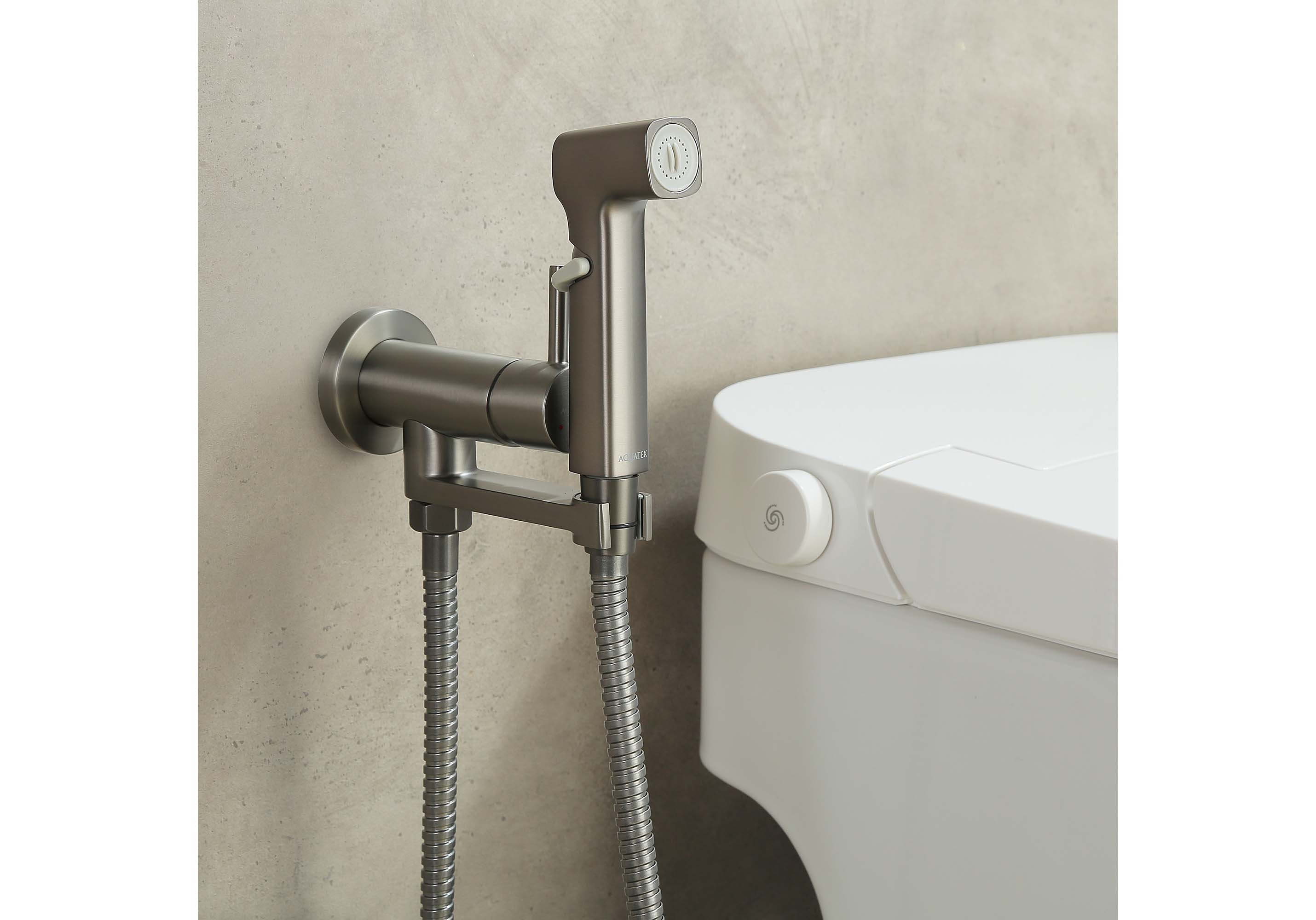 Встраиваемый гигиенический комплект Ника AQ1819BGM оружейная сталь Aquatek