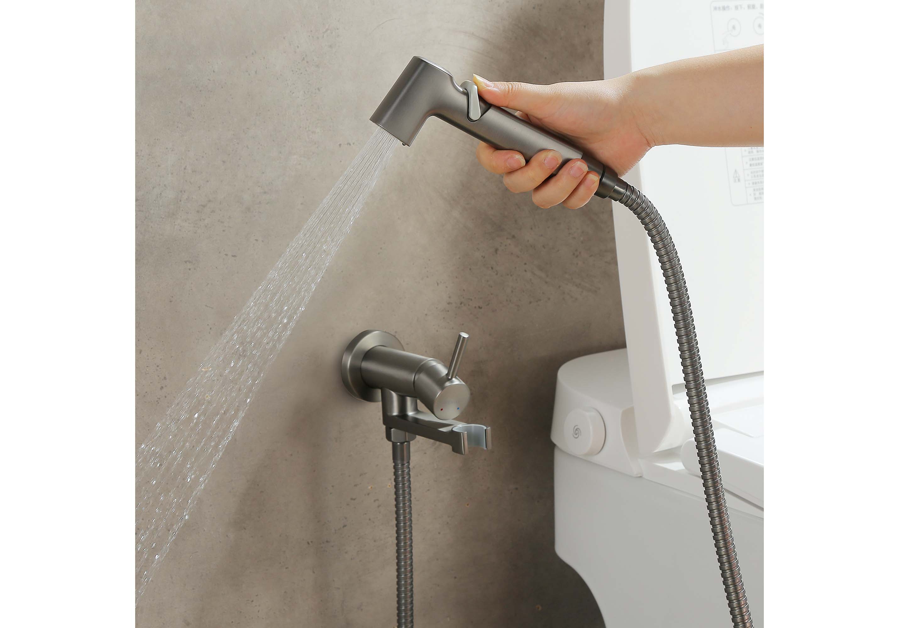 Встраиваемый гигиенический комплект Ника AQ1819BGM оружейная сталь Aquatek