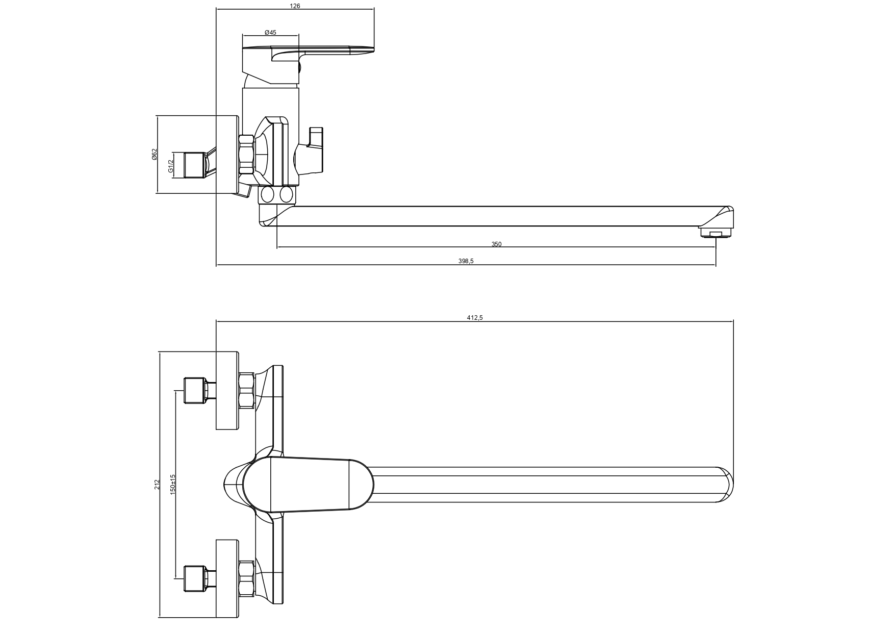 Смеситель для ванны Ника AQ1842CR хром Aquatek