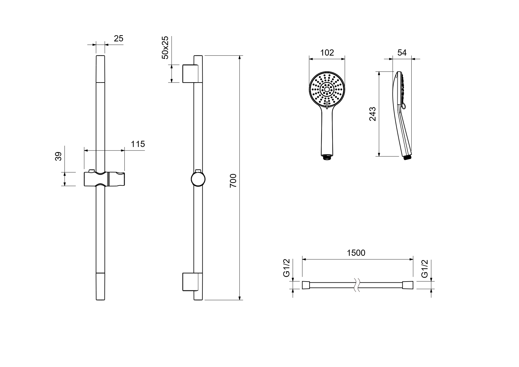 Душевой гарнитур Бетта AQ2017BGM оружейная сталь Aquatek