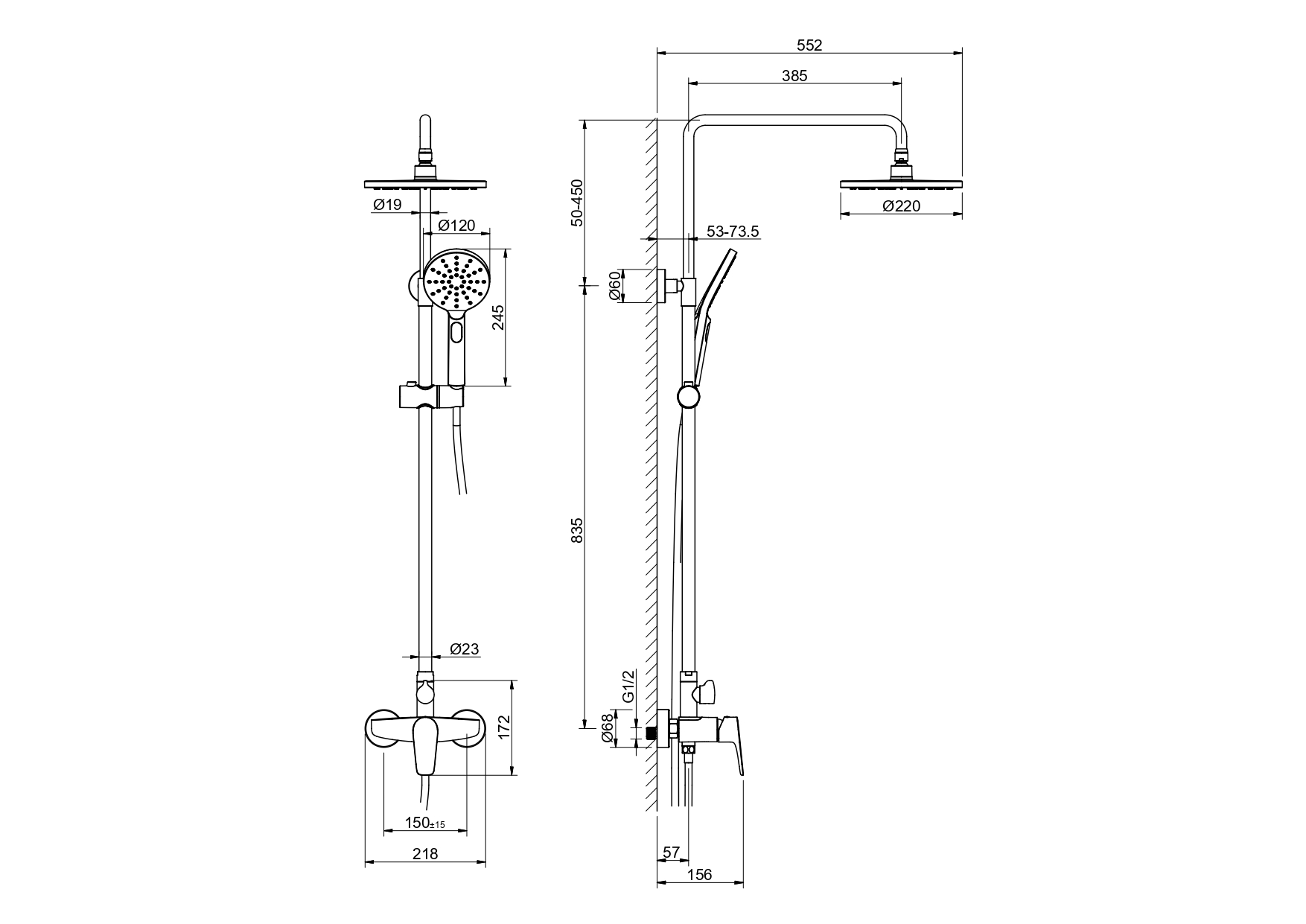 Душевая система Бетта AQ2160BGM оружейная сталь Aquatek