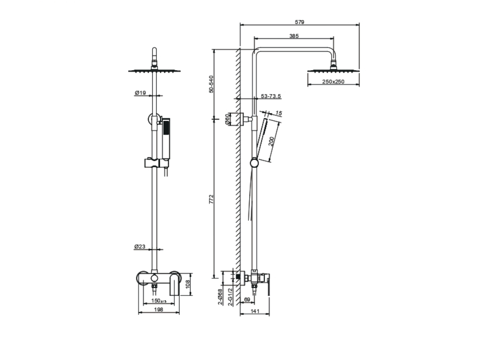Душевая система Лира AQ2465CR Aquatek