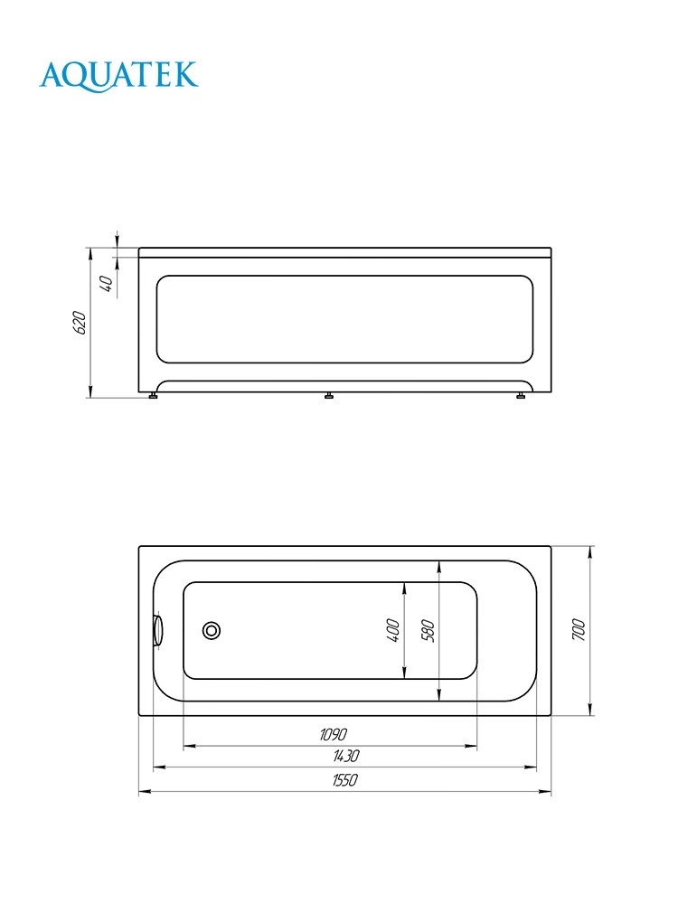Акриловая ванна Мия 155х70 MIY155-0000001 Aquatek
