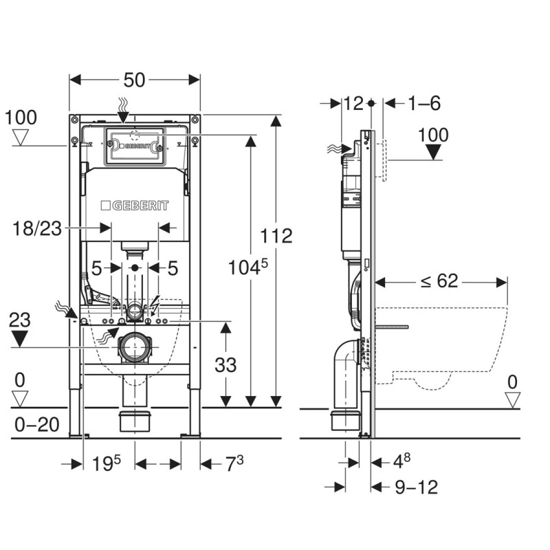 Инсталляция для унитаза Duofix Delta 458.149.21.2 с кнопкой Geberit