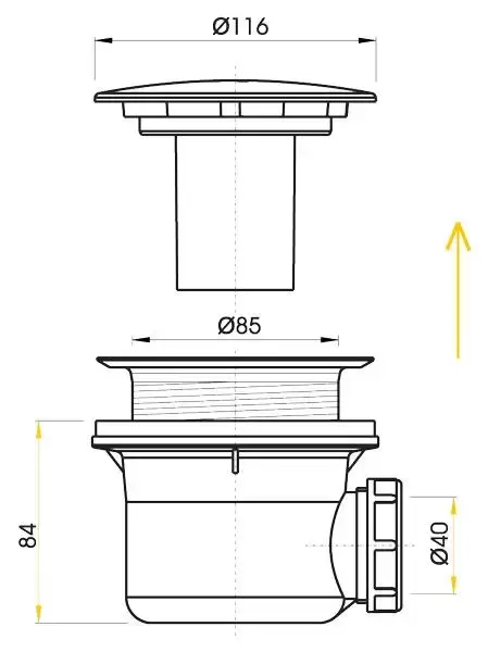 А-49 Сифон для душ/поддона D90 CR90 ALCAPLAST