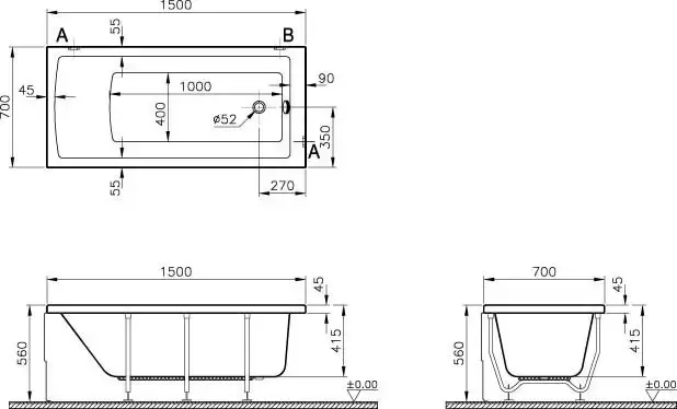 Ванна акриловая Neon 1500х700