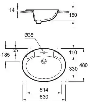 Умывальник OVALE E1273-00