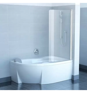 Шторка для ванн CVSK1 ROSA 140/150 L блестящая+транспарент Chrome 7QLM0C00Y1