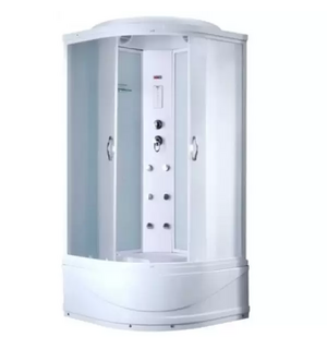 Кабина Есо витраж структурный матовый, задние стенки белое стекло 800x800x2150 TE-0780