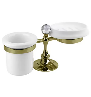 Стакан и мыльница настольные OLIMP-STT-02-Sw Swarovski бронза