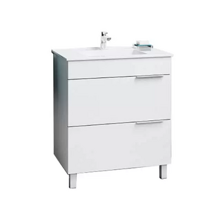 Тумба-умывальник на ножках (раковина Quadro 75) белая Br.01.07/2/W