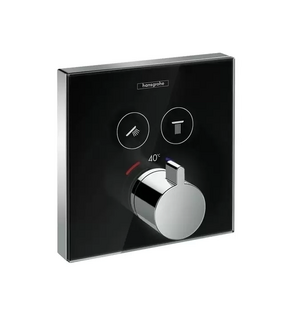 Термостат ShowerSelect Glass для двух потребителей, стеклянный, СМ (черный/хром) HANSGROHE 15738600