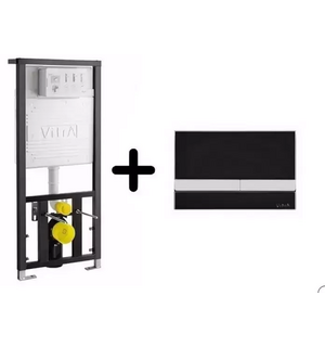 Комплект инсталляция 742-5800-01 с черной стеклянной клавишей 740-1101 Vitra