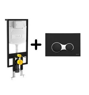 Комплект инсталляция 748-5800-01 с черной матовой клавишей 740-0411 Vitra
