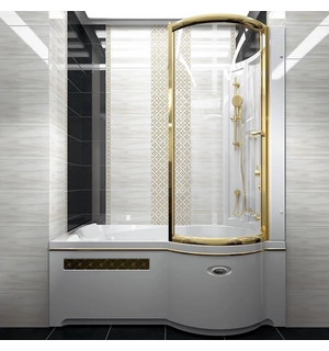 Стенка со стеклянной шторкой GOLD на ванну Валенсия (с аксессуарами); 1-61-3-0-0-0211