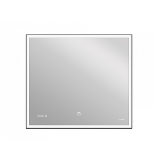 Зеркало LED 011 design 100x80 с подсветкой часы металл. рамка прямоугольное KN-LU-LED011*100-d-Os
