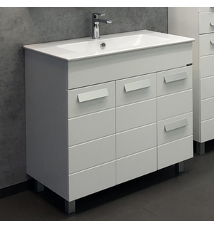 Тумба-умывальник Модена 90М белая с раковиной Quadro 90 00-00001644 Comforty