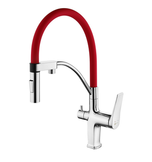 Смеситель для кухни с подключением к фильтру с питьевой водой Comfort LM3074C-Red Lemark